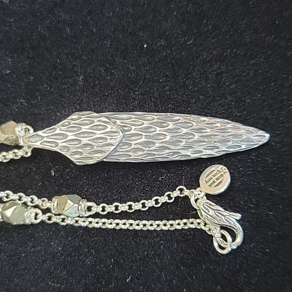 John Hardy Naga Silver Pendant & Pyrite Necklace
